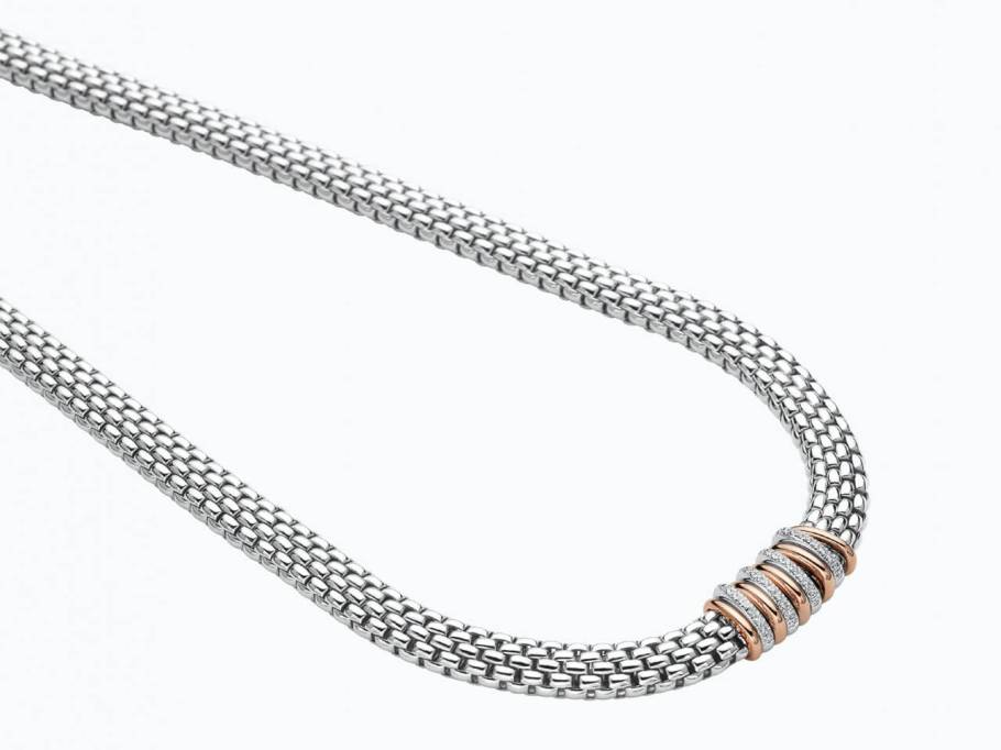 Panorama Collier  mit 9 Ronden Weißgold mit Brillanten