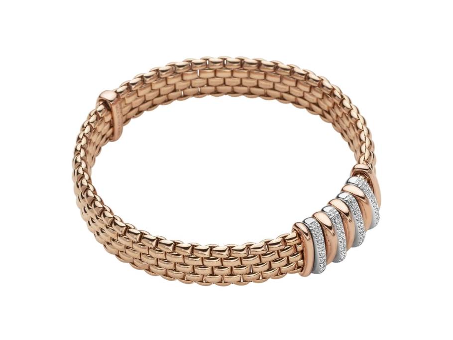 Panorama Armband  mit 9 Ronden  Rosegold mit Brillanten