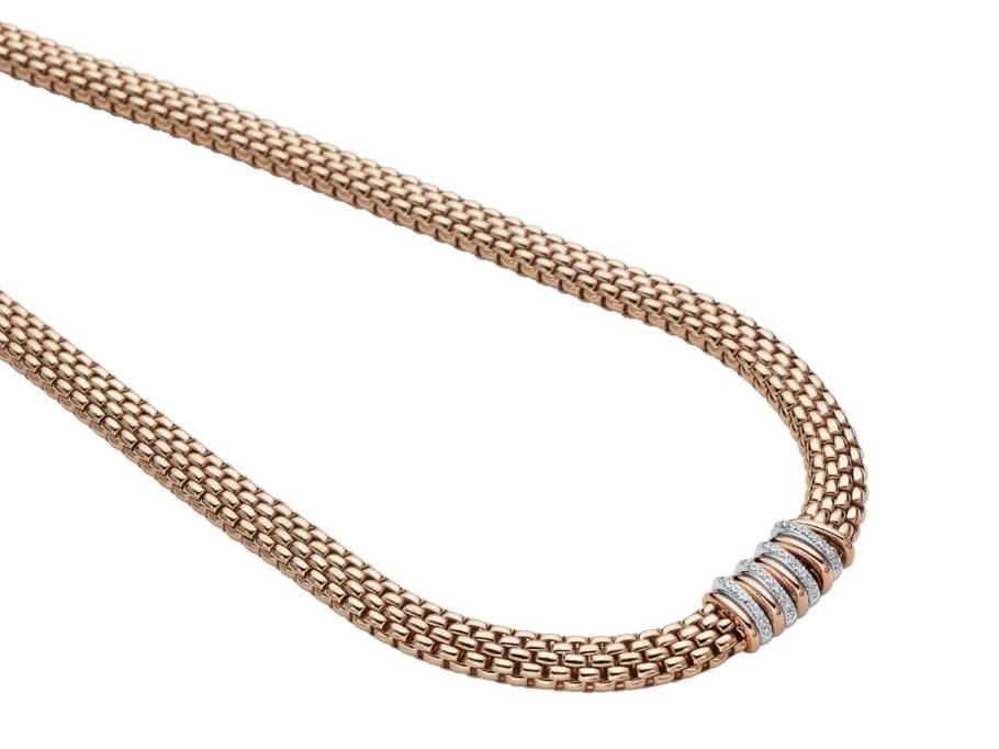 Panorama Collier mit 9 Ronden Roségold mit Brillanten