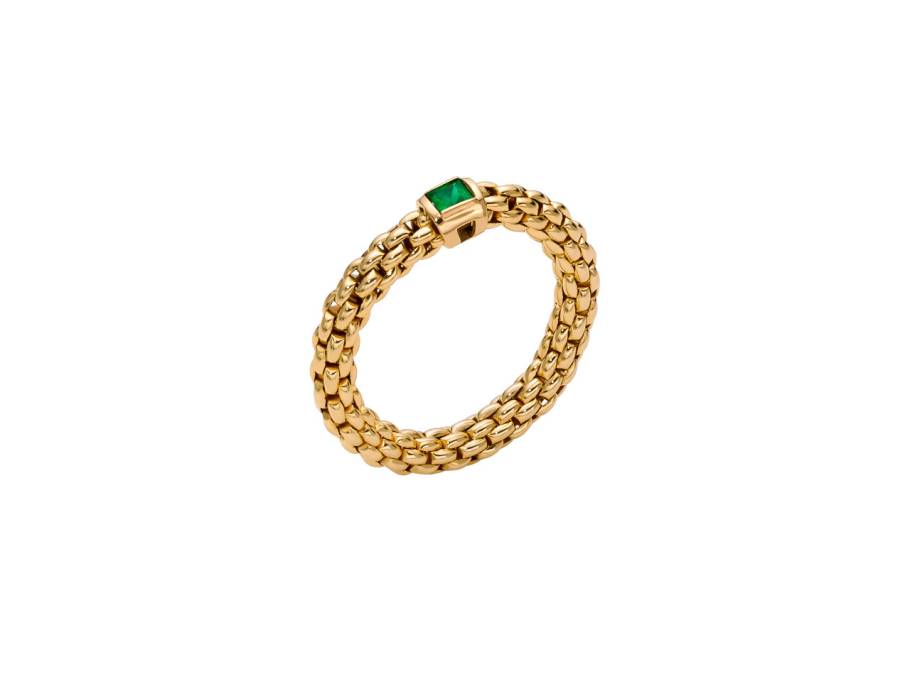 Souls Flex'it Ring Gelbgold M mit grünem Smaragd flexibel
