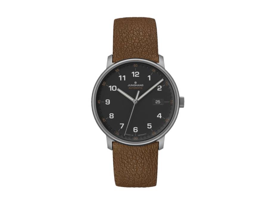 FORM A Datum Automatik Titan 40mm schwarzes Zifferblatt braunes Lederband