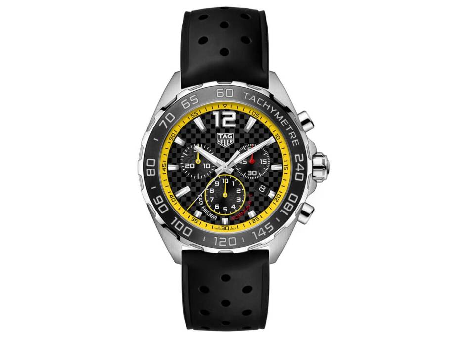 Formula 1 Quarz Chronograph schwarz gelb mit Kautschukband