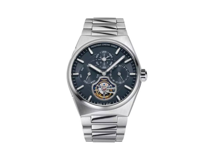 Highlife Tourbillon Perpetual Calendar Manufacture Automatik Edelstahl 41mm blaues Zifferblatt Metallband
