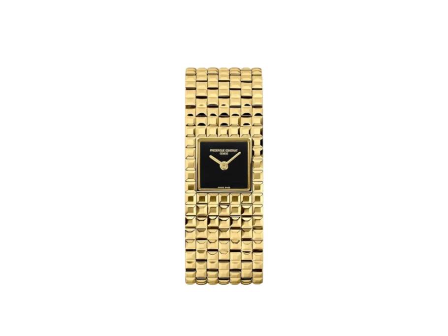 Classics Manchette Quarz Edelstahl Gelbgold-PVD 25x20mm schwarzes Onyx Zifferblatt Metallband