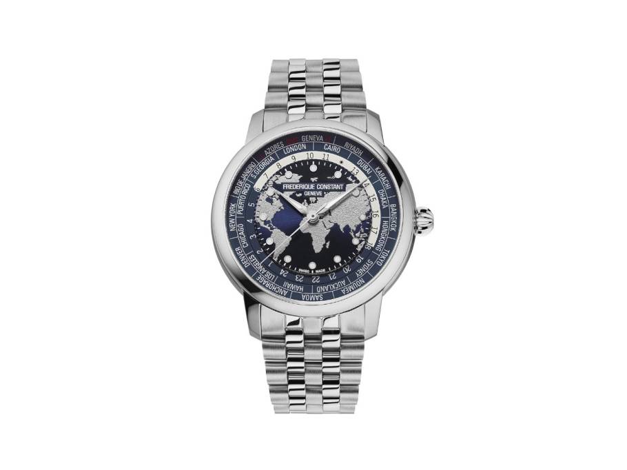 Manufacture Classic Worldtimer Automatik Edelstahl 40mm blaues Zifferblatt Metallband