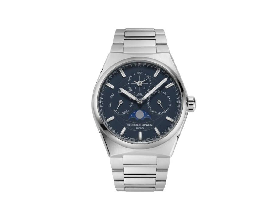 Highlife Perpetual Calendar Manufacture Automatik Edelstahl 41mm blau-graues Zifferblatt Metallband