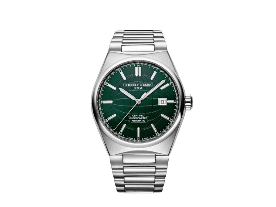 Highlife Automatic Chronometer Edelstahl 41mm dunkelgrünes Zifferblatt Metallband und Kautschukband