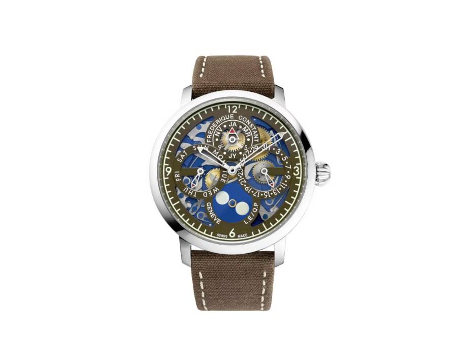 Slimline Perpetual Calendar Manufacture - The Naked Watchmaker Automatik Edelstahl 42mm braunes Zifferblatt braunes Textilband Limited Edition