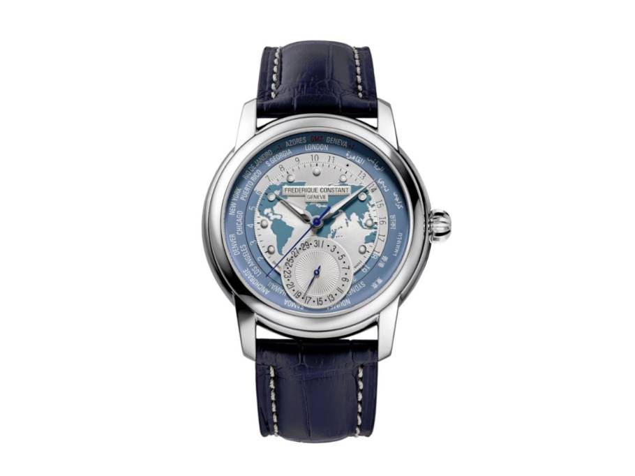 Classics Worldtimer GMT Nativ Edition 2022 Manufacture Automatik Edelstahl 42mm hellblaues Zifferblatt blaues Lederband