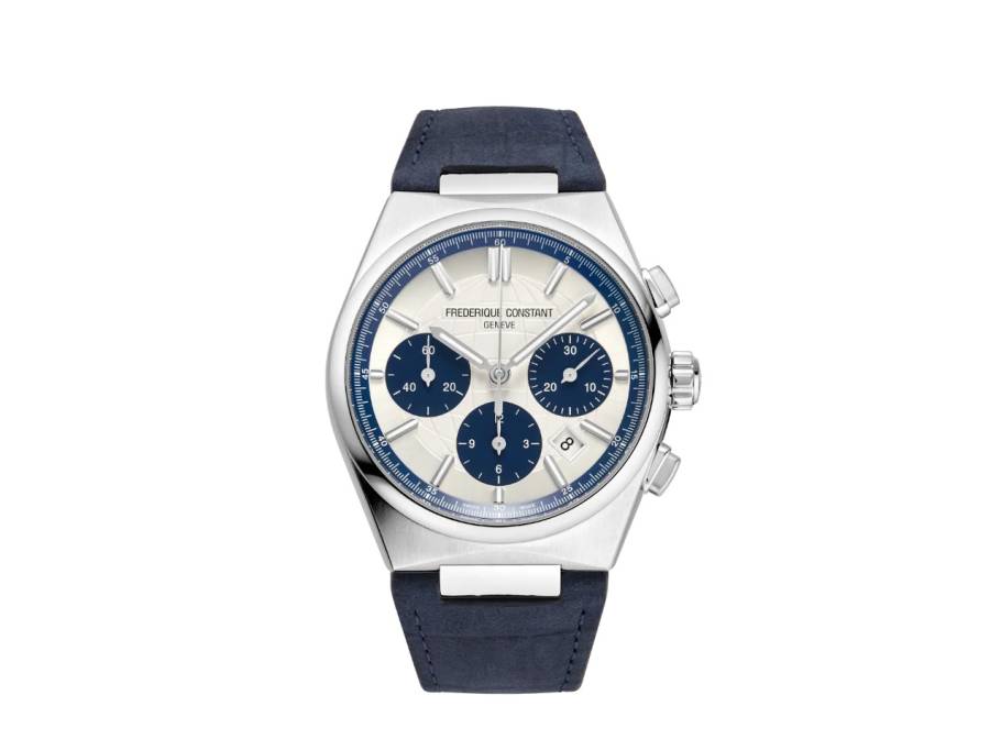 Highlife Chronograph Automatic Edelstahl 41mm weiß-blaues Zifferblatt blaues Lederband Limited Edition