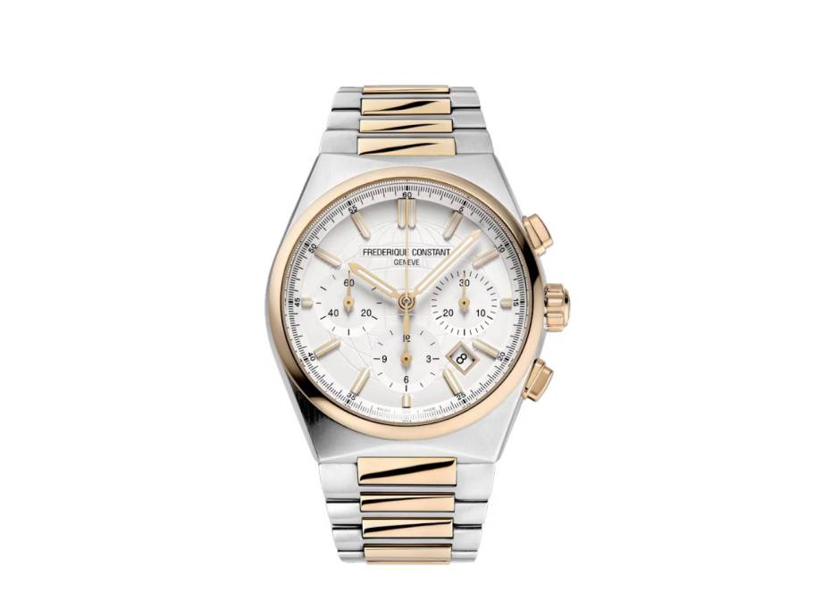 Highlife Chronograph Automatic Edelstahl 41mm Roségold-PVD silberfarbenes Zifferblatt Metallband