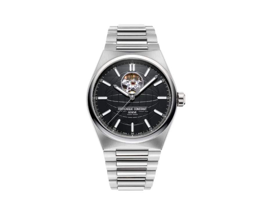 Highlife Heart Beat Automatic Chronometer Edelstahl 41mm schwarzes Zifferblatt Metallband und Kautschukband