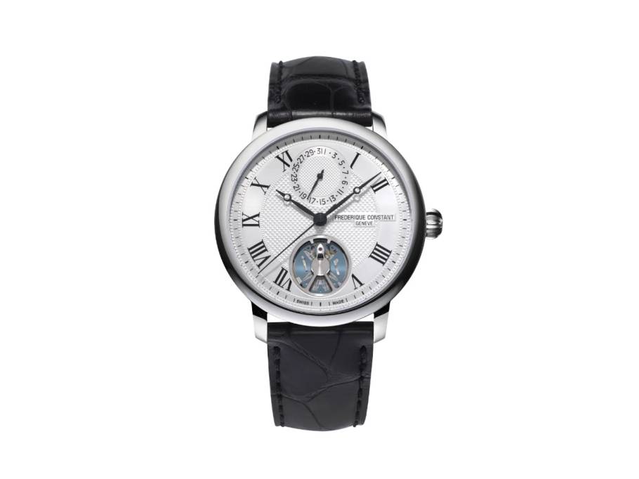 Classics Monolithic Manufacture Automatik Edelstahl 40mm silberfarbenes Zifferblatt schwarzes Lederband