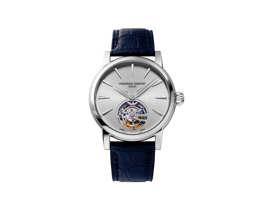 Classic Tourbillon Manufacture Automatik Edelstahl 40mm silberfarbenes Zifferblatt blaues Lederband Limited Edition 