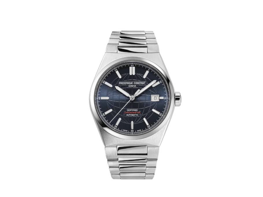 Highlife Automatic Chronometer Edelstahl 39mm dunkelblaues Zifferblatt Metallband und Kautschukband