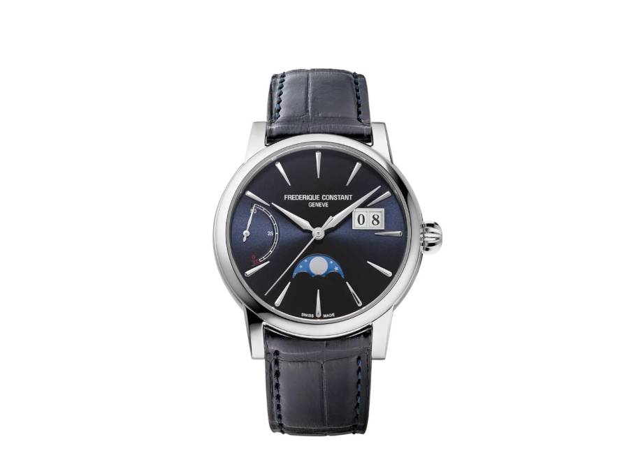 Manufacture Classic Power Reserve Big Date Automatik Edelstahl 40mm blaues Zifferblatt blaues Lederband