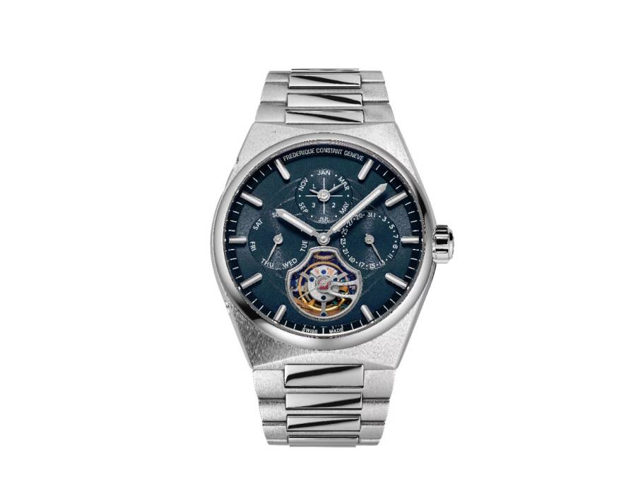 Highlife Tourbillon Perpetual Calendar Manufacture Automatik Edelstahl 41mm blaues Zifferblatt Metallband