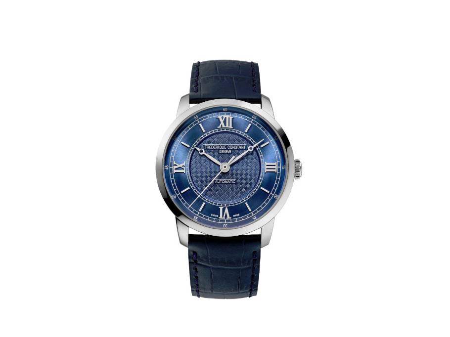 Classics Premiere Automatik Edelstahl 38,5mm blaues Zifferblatt blaues Lederband