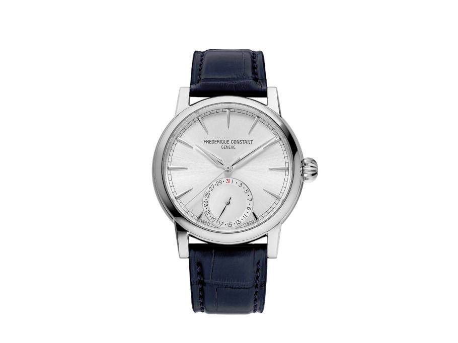 Classic Date Manufacture Automatik Edelstahl 40mm weißes Zifferblatt schwarzes Lederband
