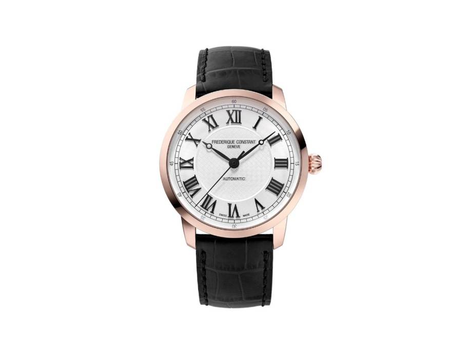 Classics Automatik Edelstahl Roségold-PVD 39mm weißes Zifferblatt schwarzes Lederband limitiert