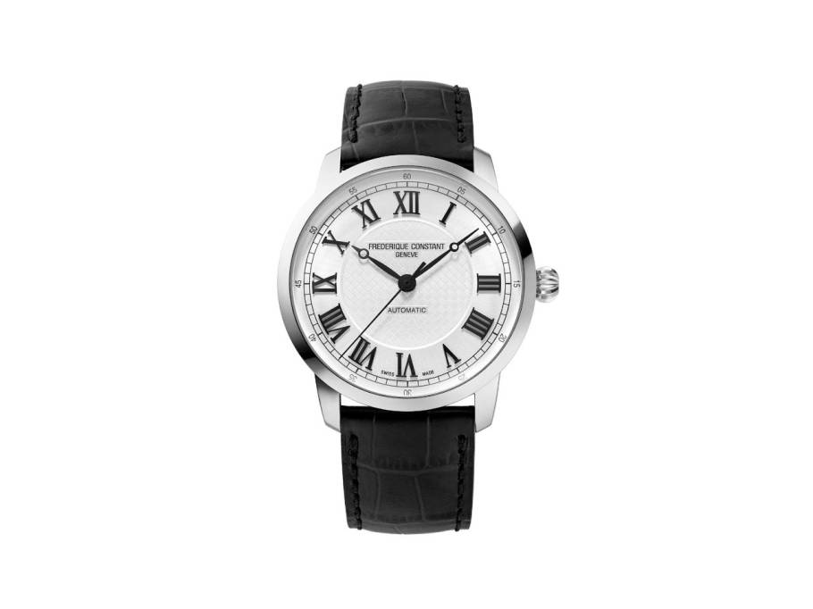 Classics Automatik Edelstahl 39mm weißes Zifferblatt schwarzes Lederband limitiert