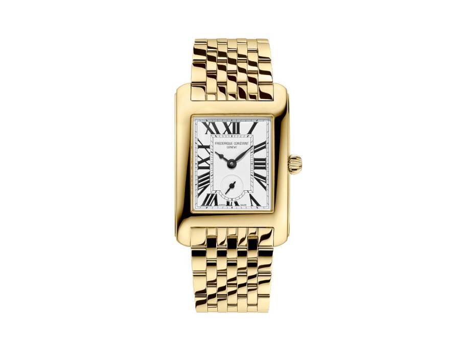 Classics Carree Small Seconds Quarz Edelstahl Gelbgold-PVD 36x25mm weißes Zifferblatt Metallband