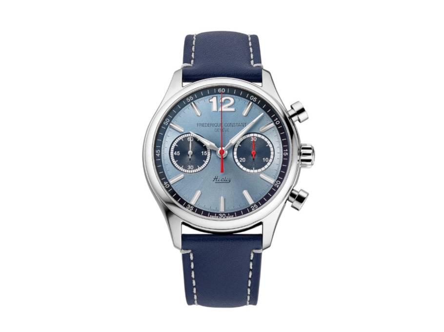Classics Vintage Rally Healey Chronograph Automatik Edelstahl 42mm blaues Zifferblatt blaues Lederband limitiert