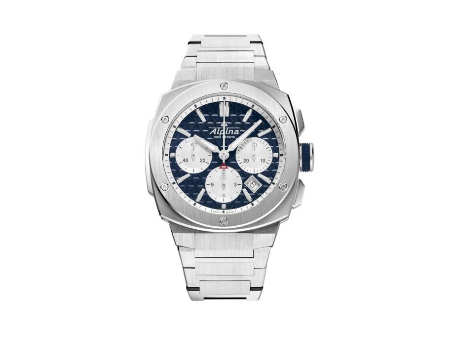 Alpiner Extreme Chronograph Automatik Edelstahl 41mm blaues Zifferblatt Metallband 