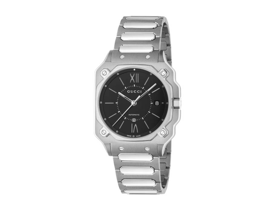G-Flat Quarz Edelstahl 36mm schwarzes Zifferblatt Metallband YA166506