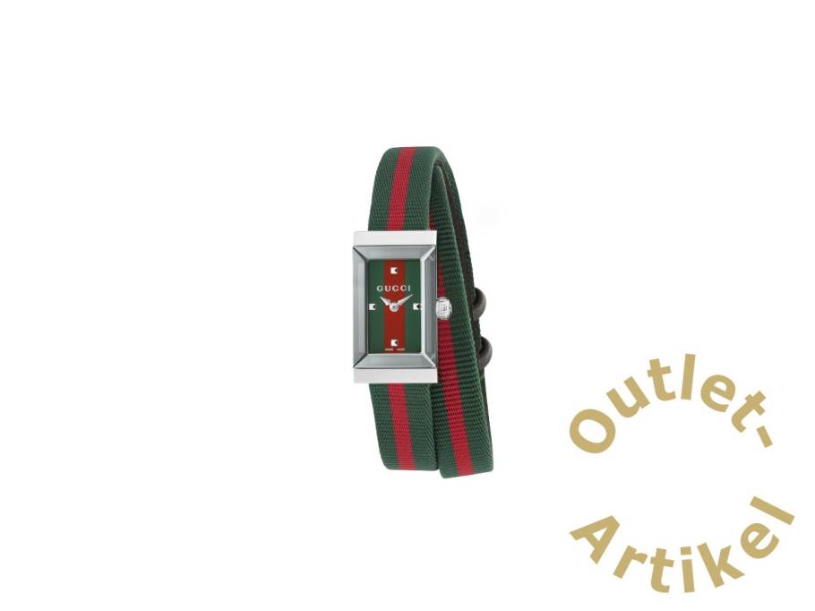 G-Frame Quarz Edelstahl 14x25mm grün-rotes Zifferblatt Textilband YA147503