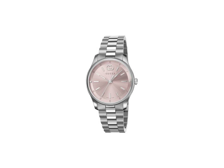G-Timeless Quarz Edelstahl 29mm rosafarbenes Zifferblatt Metallband YA1265061