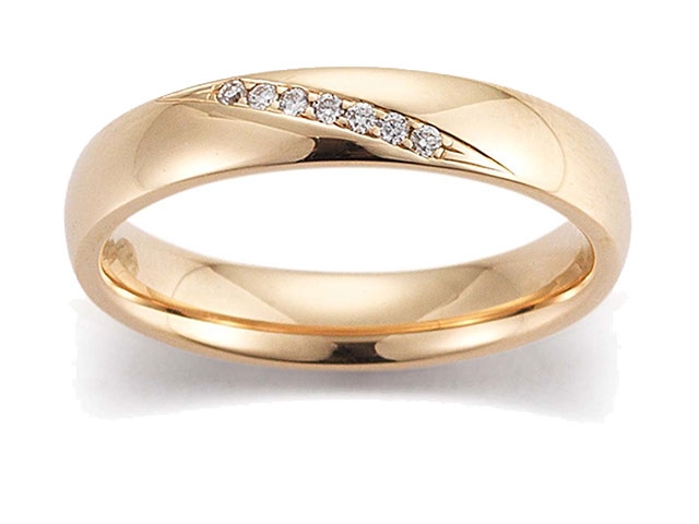 Trauring Gold Haselnuss mit Brillanten