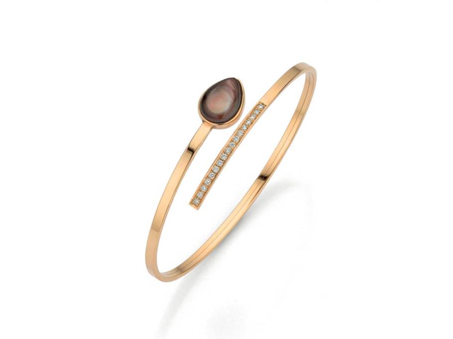 Melange Armspange Rosegold mit Perlmutt