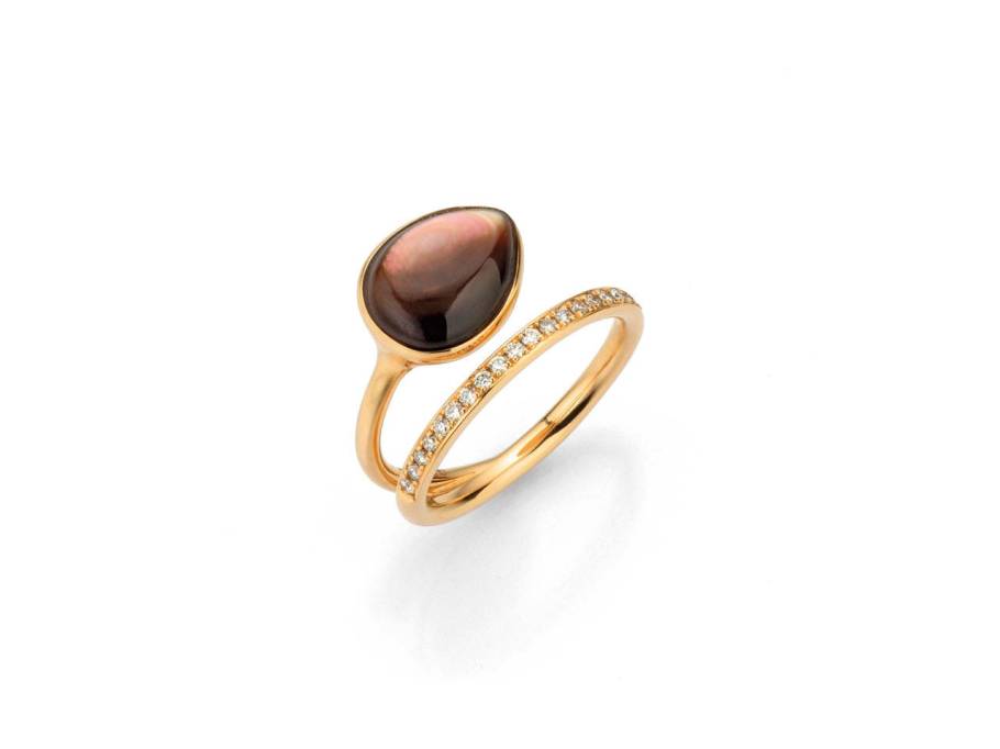 Melange Ring Rosegold mit Perlmutt