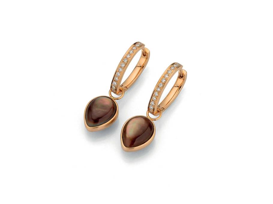 Melange Ohrhänger Rosegold mit Perlmutt und Brillanten