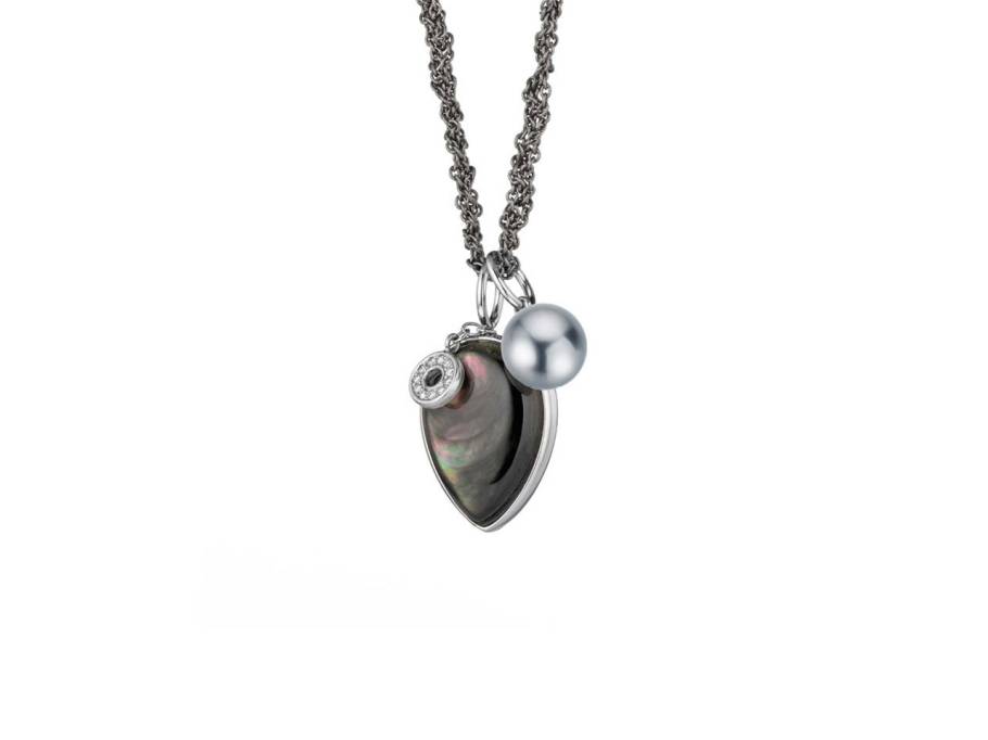 Melange Collier Weißgold mit Perlmutt