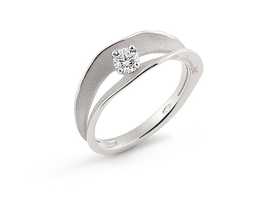 Dunes Assolo Ring White Ice Gold 2reihig mit Brillanten 0,200ct