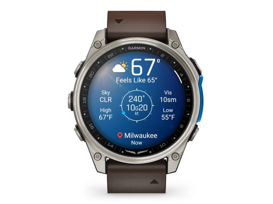 D2 Mach 2 GPS-Smartwatch Edelstahl 47mm braunes Lederband