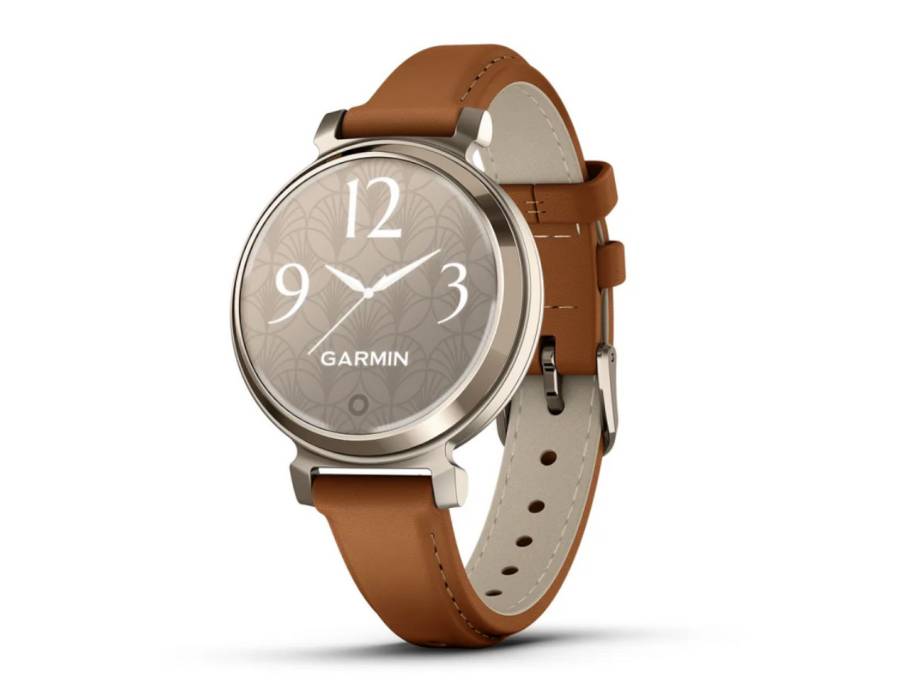 Lily 2 Smartwatch Aluminium eloxiert 35mm cremegoldfarbenes Display tanbraunes Lederband