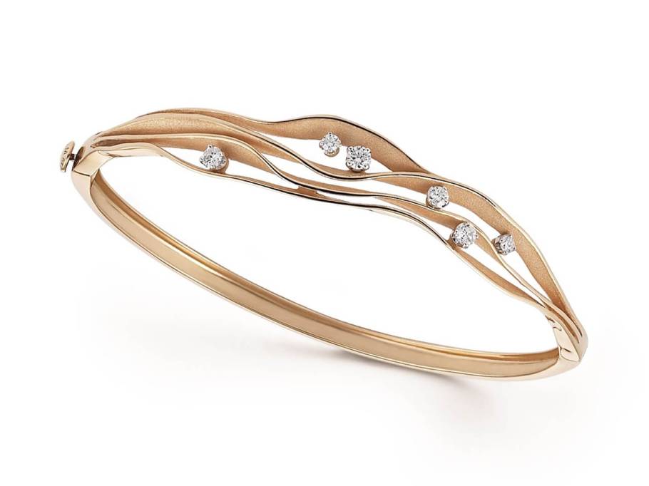 Dunes Armreif Orange Apricot Gold 4reihig mit Brillanten 0,350ct