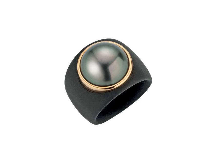 Stars in Heaven Ring Edelstahl und Rosegold mit Tahitiperle