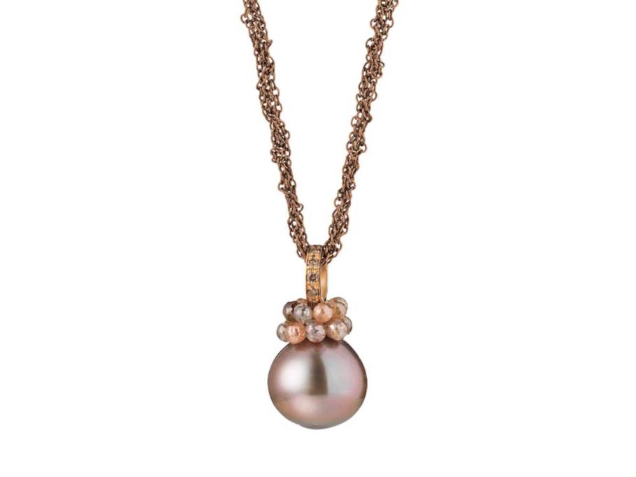 Rendezvous Collier Silber braun rhodiniert mit Tahitiperle und Brillanten