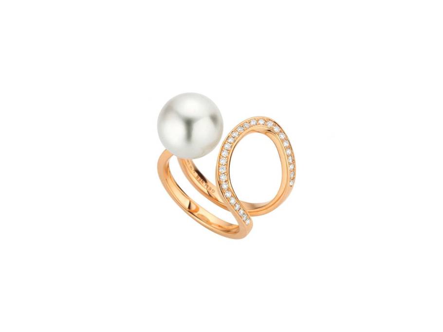 Modern Classics Ring Roségold mit weißer Südseeperle und Brillanten 0,178ct