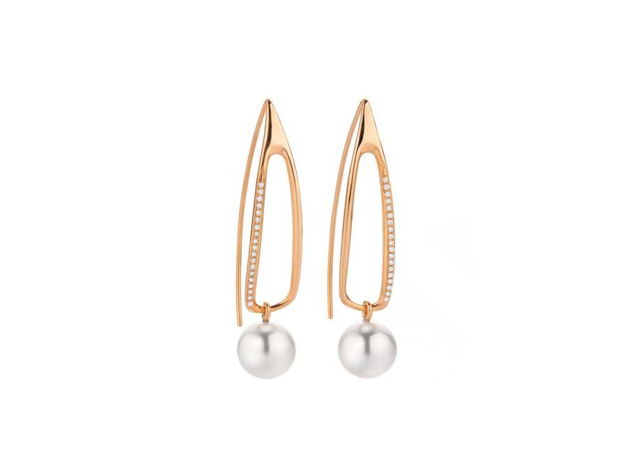 Modern Classics Ohrhänger Roségold mit weißen Südseeperlen und Brillanten 0,190ct