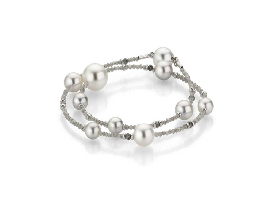 Castaway Diamant-Armband Weißgold mit Akoya und Südseeperlen