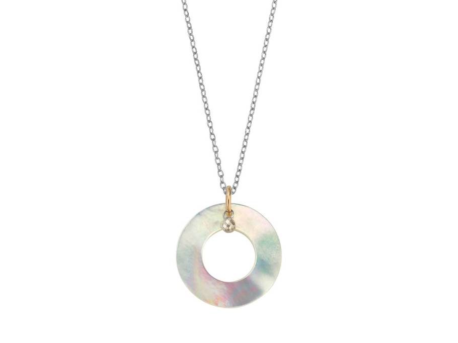 Sonderedition Collier "Roller Light Edition" Silber 45cm Kreis aus weißem Perlmutt mit Briolett 0,230ct