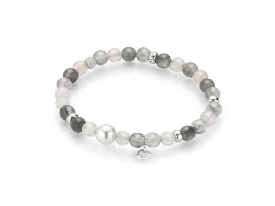 Powerarmband mit Südseeperle und Rosenquarzperlen 16,0cm