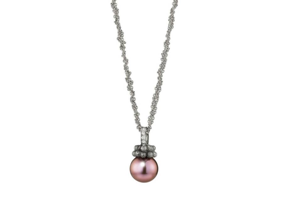 Rendezvous Collier Silber 90cm mit rosa Zuchtperle und Brillanten