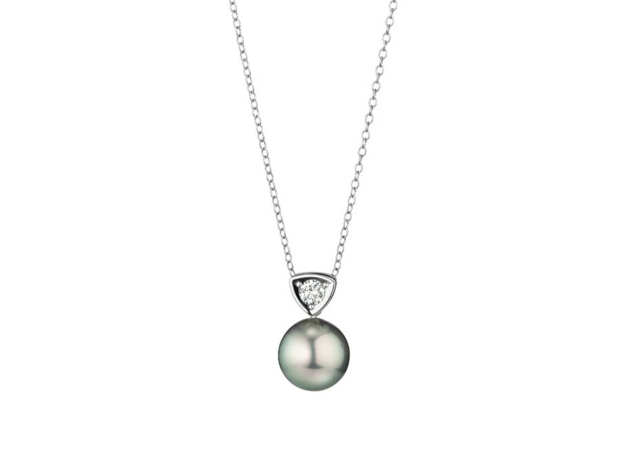 Wave Collier Platin mit Maruteaperle und Brillant 0,200ct