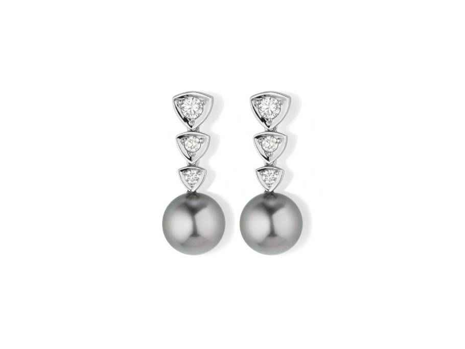 Wave Ohrhänger Platin mit Maruteaperle und Brillanten 0,670ct